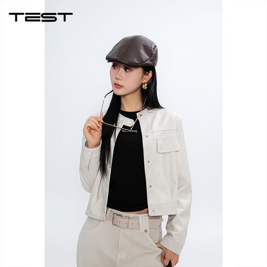 春上新甜酷修身显瘦气质百搭PU皮夹克2261049 商品图0