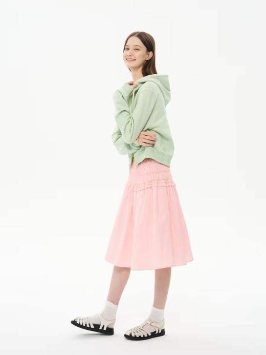 heris/H61124/粉色百褶压皱肌理 打揽松紧腰两穿设计 A字伞裙抹胸上衣 商品图4