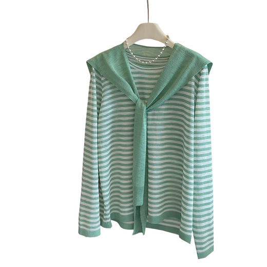 夏季新款【薄款宽松针织开衫】上衣外套针织衫 韩版休闲条纹防晒罩衫  商品图3