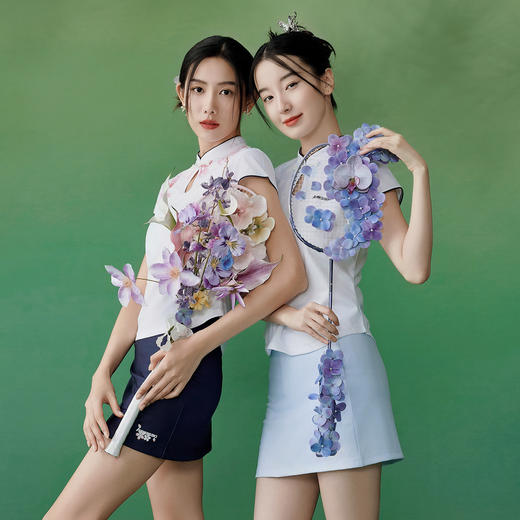 川崎 女款 短袖T恤/运动短裙 青花瓷国风系列 K1C02-D2154/K1C09-D2714 商品图4