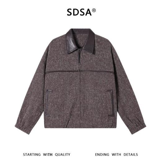 SDSA男装2026新款高贵轻奢美式肌理拼接翻领拉链夹克外套百搭时尚 商品图0