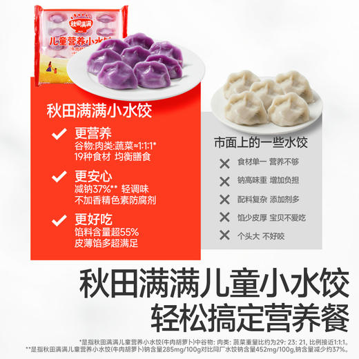 秋田满满 水饺破价福利 新品(冷链)[买3送2] 儿童营养小水饺135g（猪肉菌菇）/（虾仁三鲜）/（牛肉胡萝卜）【5月早餐团】 商品图2