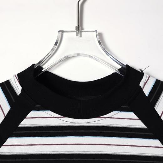 SDSA男装2026新款轻奢韩系撞色条纹刺绣字母圆领短袖T恤百搭上衣 商品图3