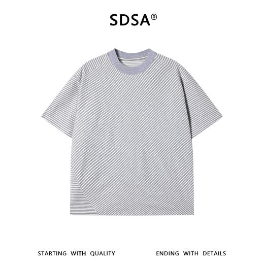 SDSA男装2026新款高贵轻奢潮牌时尚撞色斜纹圆领短袖T恤百搭上衣 商品图0