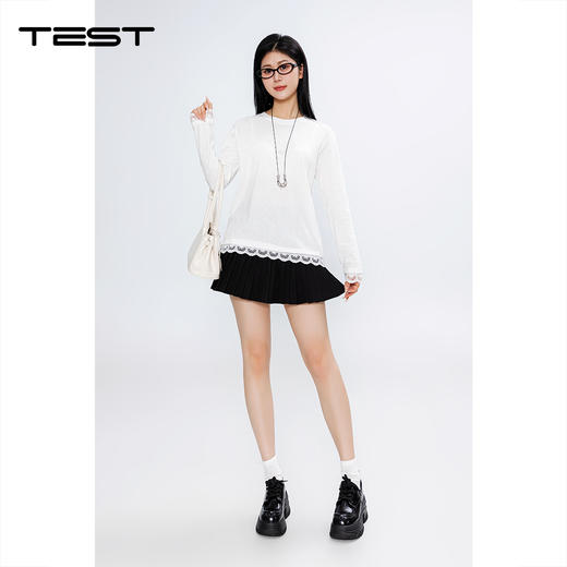 春上新小众设计感蕾丝花边拼接长袖T恤1261047 商品图1