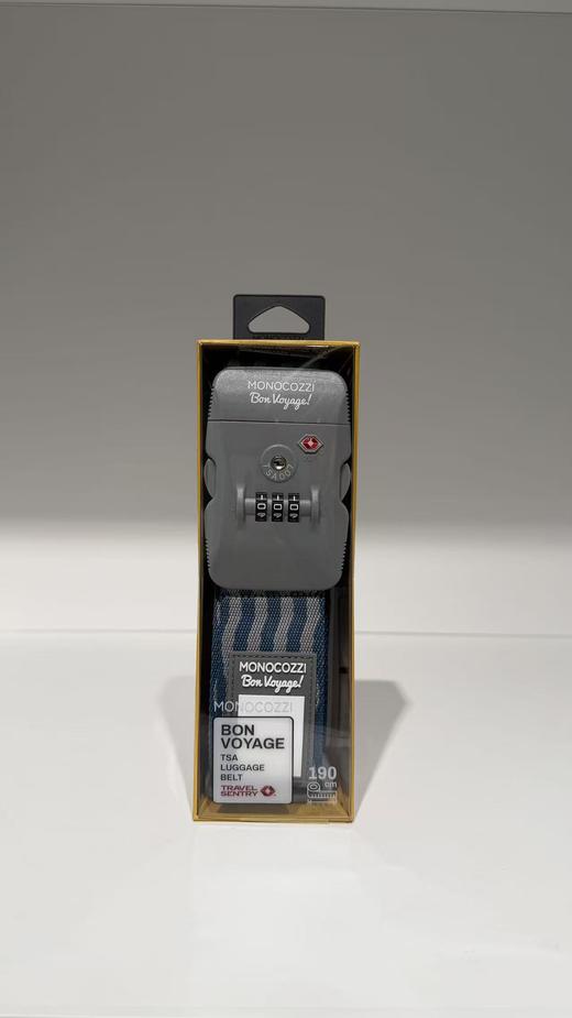 【订单实付低于299元，不发货】MONOCOZZI - BON VOYAGE系列 TSA认可锁行李带（蓝/灰色）男  4895199108776-F . 商品图0