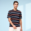 【棉混纺】德鲨短袖圆领T恤男2026夏新款条纹撞色休闲上衣打底衫 商品缩略图1