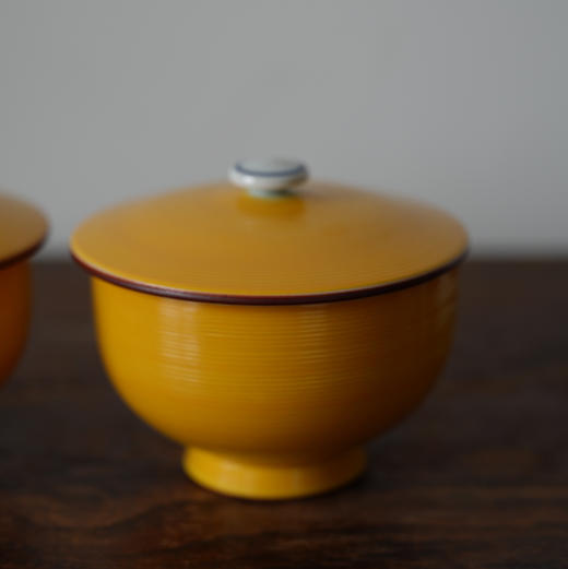 日本有田烧光玉黄色盖杯 保存品 商品图2