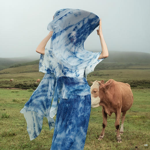 【林栖设计小店】植物染色|手工金线人丝提花拼飞片2026夏新款衬衫上衣 商品图1