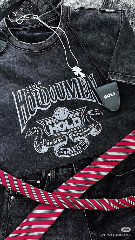 十个勤天的牌子后陡m* 纯元，春夏日常系列，休闲 美式 植绒徽标logo，重磅水洗做旧工艺 男女同款 宽松 纯棉 短袖～ 商品图5