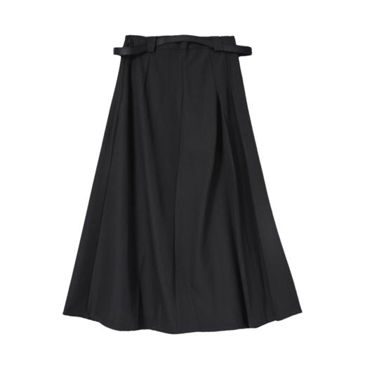 西遇半身裙2024秋季新款美式复古百褶A字高腰显瘦灰色休闲长半裙P0043154 商品图2