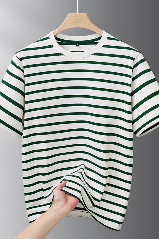 【DDS】大依优型大码男装夏季条纹圆领短袖T恤休闲潮流透气棉质上衣300斤 商品图5
