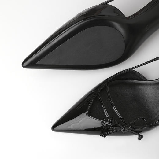 ROMI STUDIO“法式气质”漆面羊皮革尖头细跟黑色高跟鞋RWDRP33158 商品图3