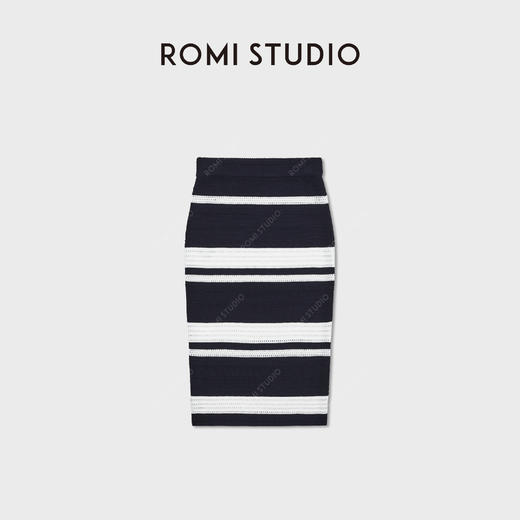 ROMI STUDIO高质感航海风撞色条纹镂空网眼针织中袖 RWDSST2531 商品图4