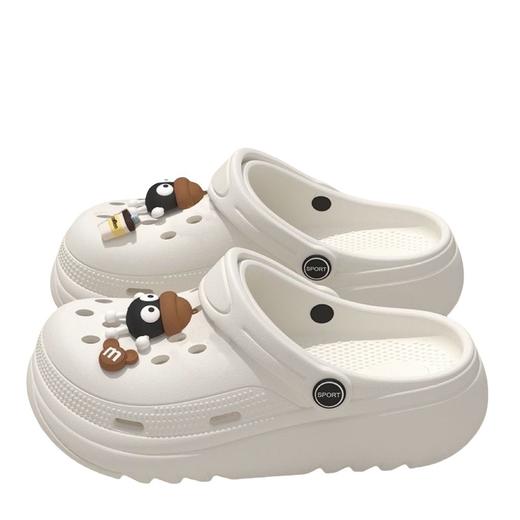 【卡通可爱❗️踩屎感厚底洞洞鞋】EVA 材质透气不闷脚，无异味不臭脚，走路无摩擦异响，居家、外出、沙滩、通勤都能穿，包头拖鞋女情侣一字拖女凉拖女L 商品图4