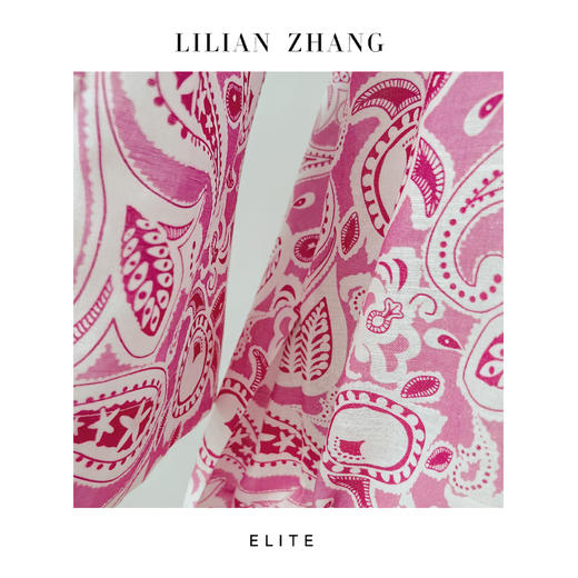 静奢风 「南法花影」 法式度假风粉腰果织带V领棉麻A字裙 2601005 商品图2