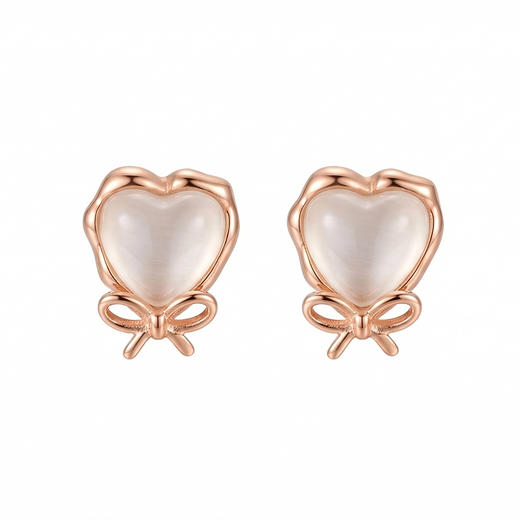 【宏艺珠宝】迷你·桃心蜜语·银s925耳饰 商品图0