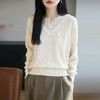 「自」全新升级【铂金会员137/天猫179/差价42】(94822)洛诗琳气质蕾丝拼接V领针织衫女2026新款女人味提花打底上衣 商品缩略图1