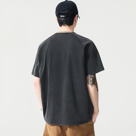 【DYG】【纯棉】大依优型大码男装夏季亨利领短袖T恤美式潮流短袖上衣 商品图3