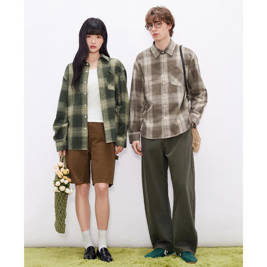 gxg.jeans男装 蓝色格纹简约通勤宽松长袖衬衫上衣男 25年秋热卖 商品图4