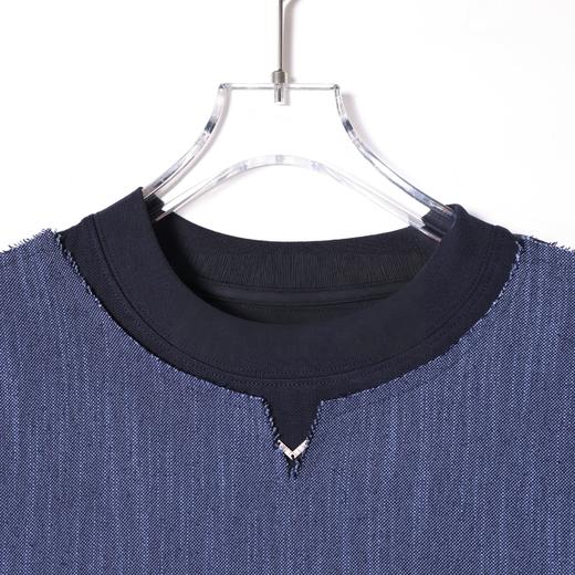 SDSA男装2026新款高贵轻奢时尚拼接撞色肌理感圆领短袖T恤百搭潮 商品图1