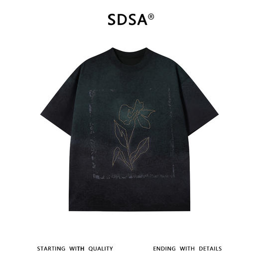 SDSA男装2026新款高贵轻奢潮牌渐变珠子花朵设计圆领短袖T恤百搭 商品图0