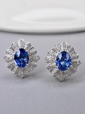 1.63ct蓝宝石耳钉