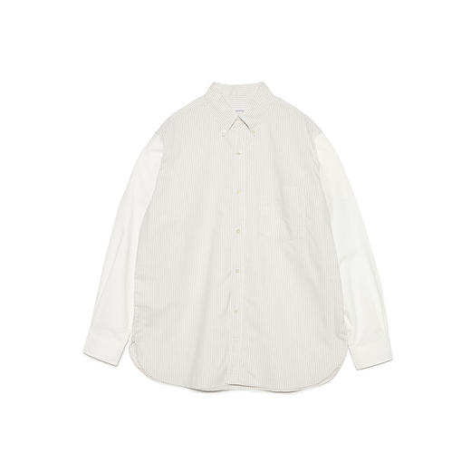nanamica Button Down Stripe Storm 机能性面料复古拼色长袖衬衫 商品图4