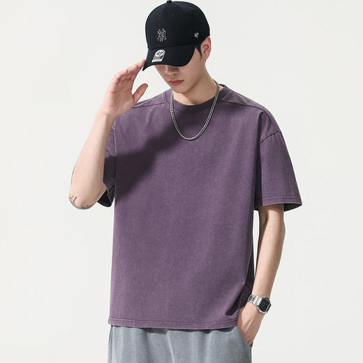 【DYG】【纯棉】大依优型大码男装夏季圆领短袖T恤怀旧重磅休闲短袖上衣 商品图2