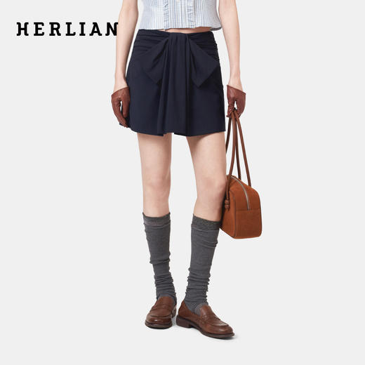 HERLIAN 2026年夏季新品纽结立体蝴蝶结西装半裙女A字裙短裙 商品图0