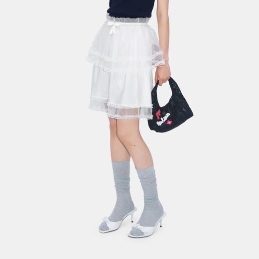 HERLIAN 2026年夏季新品多层花边蝴蝶结叠纱裙中长款女蓬蓬裙半裙 商品图1