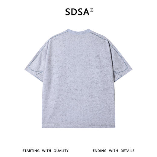 SDSA男装2026新款高贵轻奢美式简约明线圆领短袖T恤百搭时尚上衣 商品图1