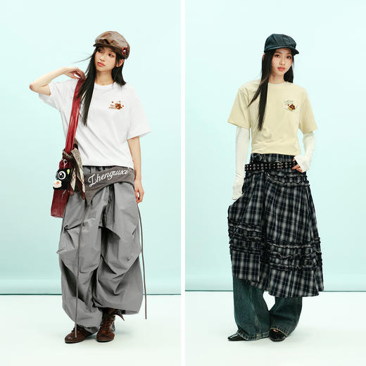 森马罗小黑短袖T恤女夏季吸湿速干卡通刺绣落肩2026新款可爱上衣 商品图4