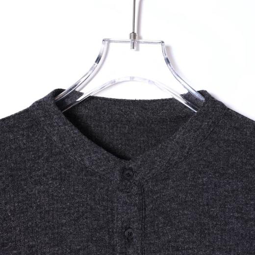 SDSA男装2026新款高贵轻奢潮牌纯色肌理半纽扣立领长袖T恤百搭潮 商品图1