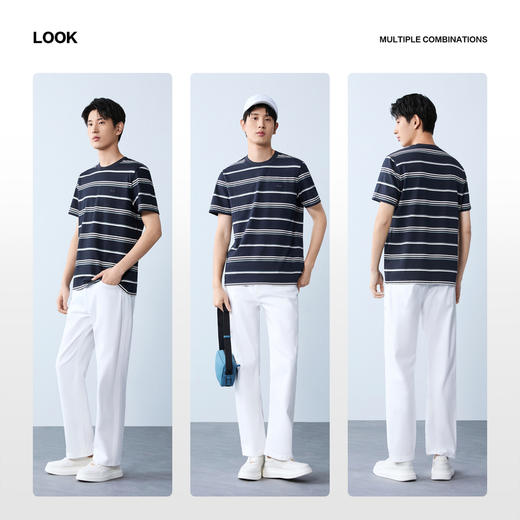 【条纹T恤】柒牌男装2026夏季新品经典商务撞色舒适中青年短袖T恤 130T72420 商品图2