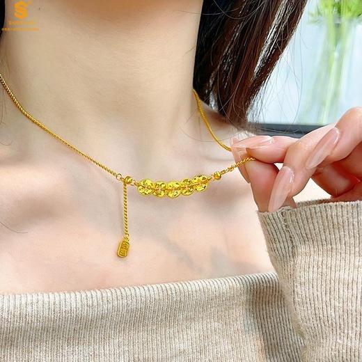 【香港周六福黄金钻石首饰】钱途闪亮招财纳福CNC微雕K金项链 约5克 商品图3