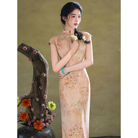 新中式复古民国风长款旗袍新款温柔气质显白修身连衣裙4473