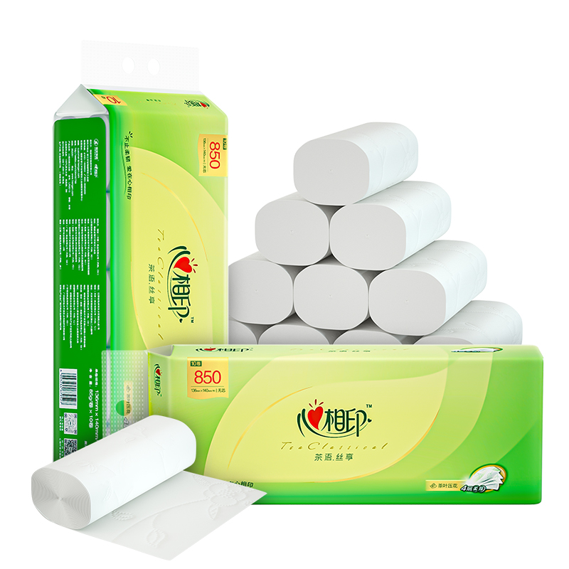 【八十八倉甄选】心相印茶语丝享系列85克10卷2提装4层无芯卫生纸