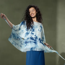 【林栖设计小店】植物染色|手工金线人丝提花拼飞片2026夏新款衬衫上衣