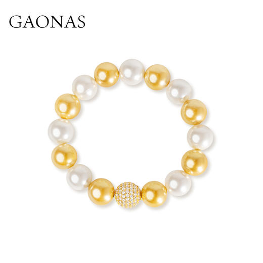 GAONAS  法式贵气白金色12mm珠手链11944SGO 商品图0