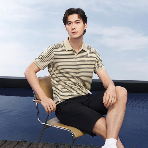 【柒先生系列/条纹POLO衫】柒牌男装2026夏季新品休闲短袖POLO衫 130T71290 商品图1