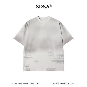 SDSA男装2026新款轻奢简约时尚渐变下摆印花设计圆领短袖T恤百搭