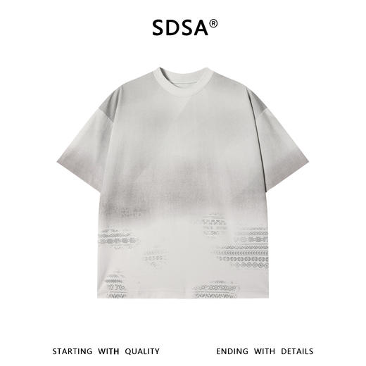 SDSA男装2026新款轻奢简约时尚渐变下摆印花设计圆领短袖T恤百搭 商品图0