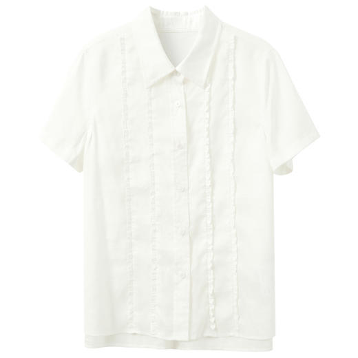 【莱赛尔】三彩2026夏季新款休闲白衬衫木耳边翻领衬衣M 商品图4