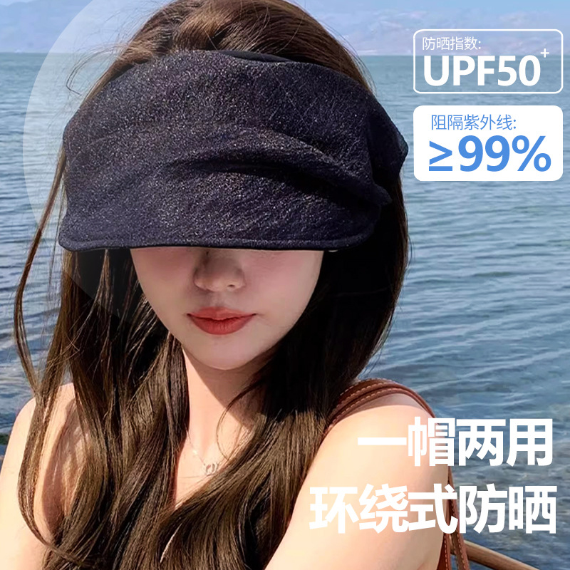 【UPF50+❗️ 一帽两用🔥欧根纱空顶帽子】可做空顶遮阳帽，也可折叠 / 变换造型，满足不同穿搭，简约质感/显脸小，搭配各种穿搭都好看，海边拍照超上镜，夏季出游发箍遮阳帽新款百搭遮阳帽L