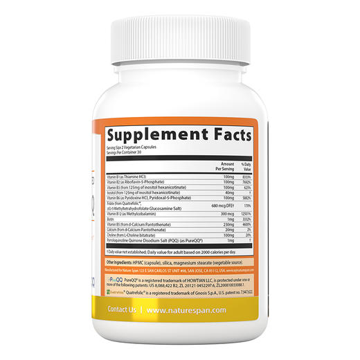 复合维生素B族特含PQQ 美国原装进口胶囊60粒NS倍能适 商品图1