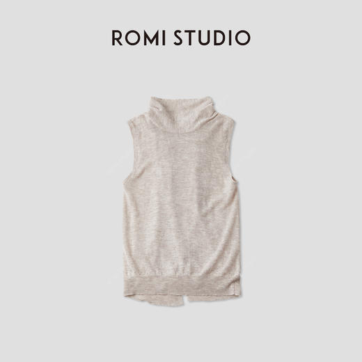 ROMI STUDIO“知性优雅”100水溶羊毛轻柔交叉领无袖打底RWCASG5548 商品图1