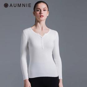 RIBBED HENLEY TEE||F罗纹长袖针织打底衫||均码||女款