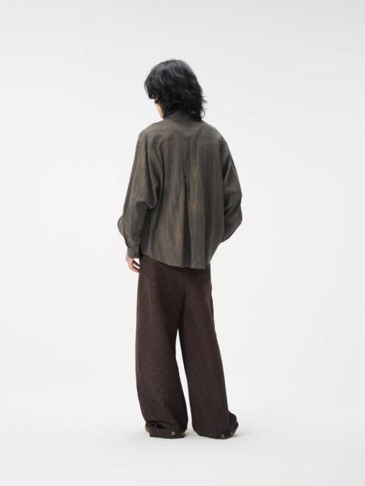 共和GongheRepub/GH24067/「落雨」枯木棕树纹皱感肌理 亚麻宽松落肩遮阳长衬衫 商品图1