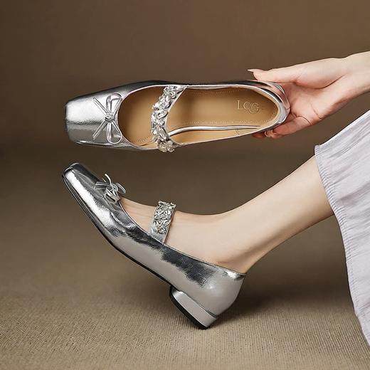 【预售5天】法式纯色蝴蝶结玛丽珍单鞋女春秋新款真皮一字带芭蕾舞鞋&FD9180 商品图1